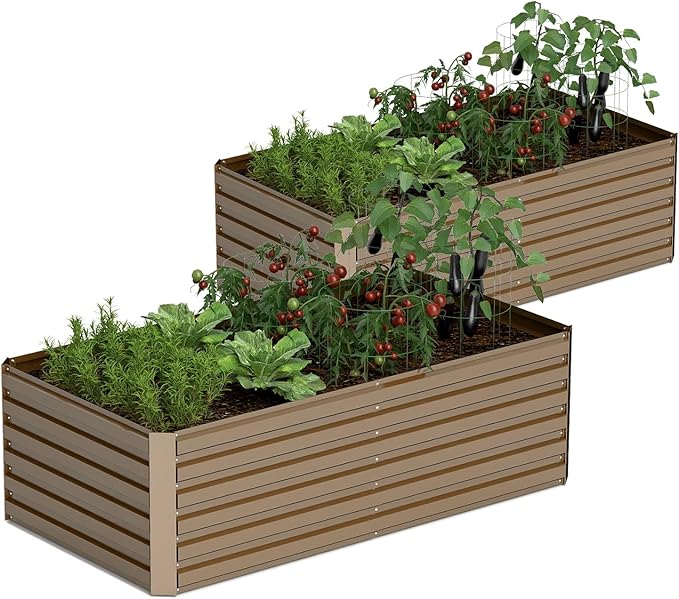 8x4x2 ft Outdoor Raised Garden Bed, Large Metal Planter Raised Beds, Planters for Outdoor Plants for Vegetables, Flowers, Herbs, Fruits, and Succulents.(2 Pcs)