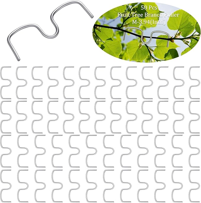 50 Pcs Fruit Tree Limb Spreaders Plant Tying Machine Puller Branchs Preaders Plum Tree Open Angle Pull Branch Stereotyped Tying Bending Farm Tools, M-3.94(Inch), Galvanized