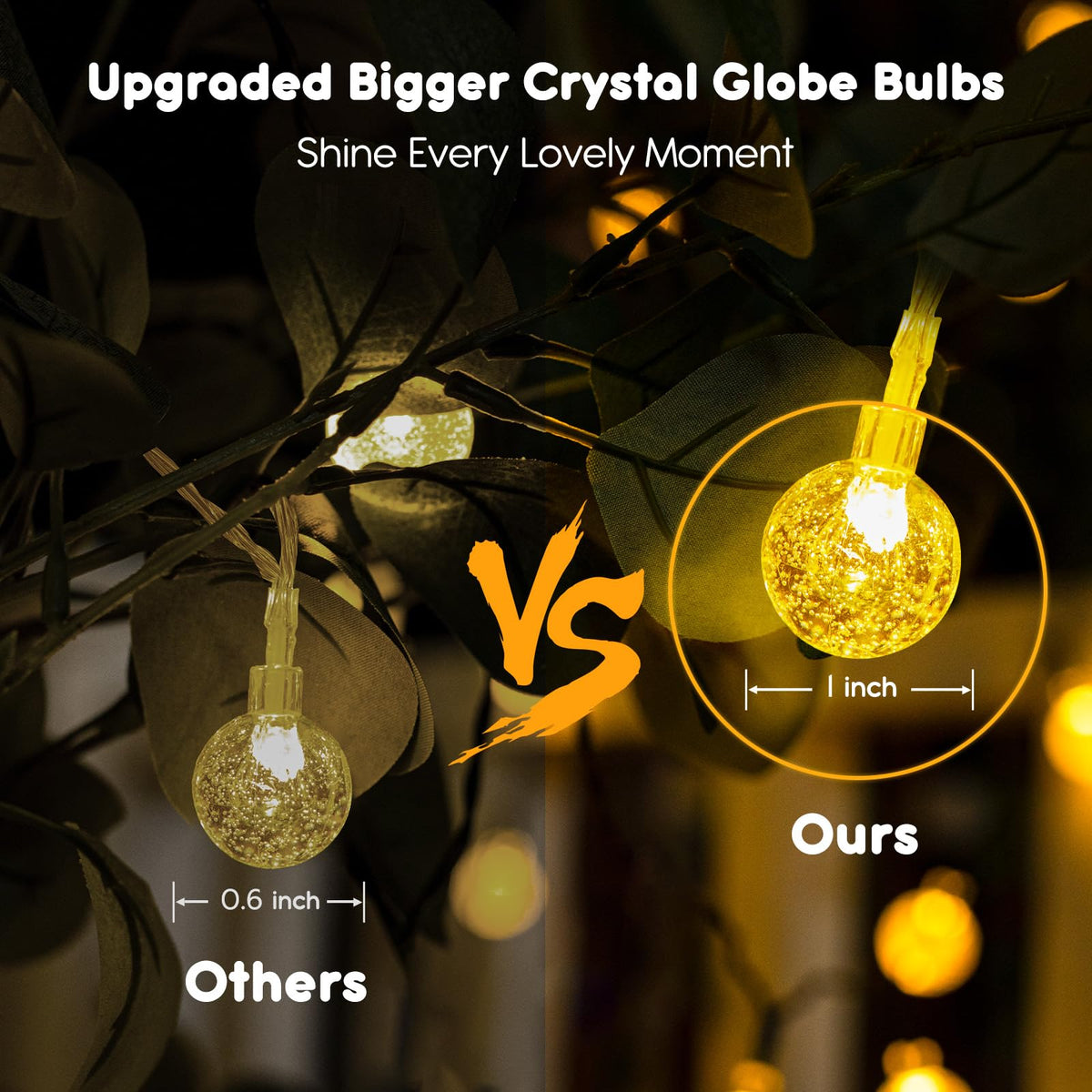 Minetom Crystal Globe String Lights Battery Operated - 17 ft 30 LED Globe Fairy String Lights with Remote, Waterproof for Indoor Bedroom Tent Loft Bed Patio Party Wedding Decor, Warm White