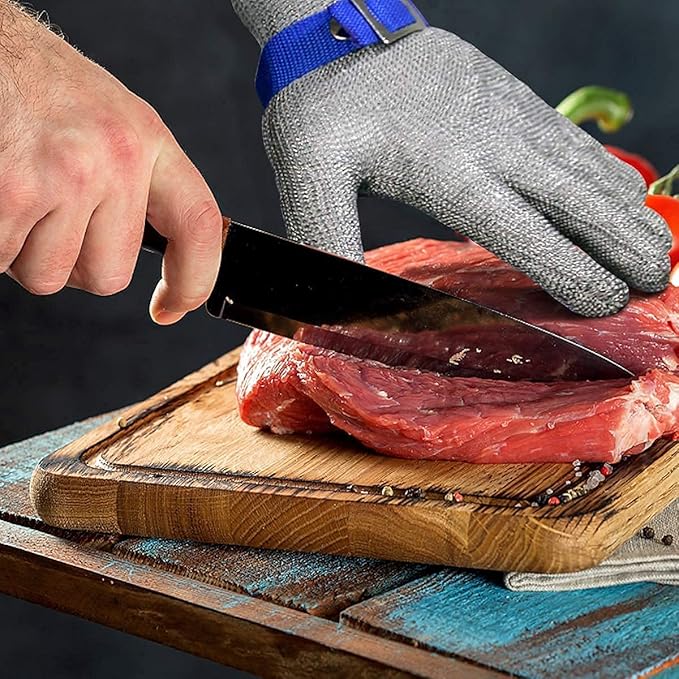 Schwer ANSI A9 Cut Resistant Glove, Food Grade Stainless Steel wire Mesh Metal Gloves, Knife Cutting Gloves for kitchen Mandoline Slicing Butcher Meat Cutting Oyster Shucking Fish Fillet（XL, 1 PCS）
