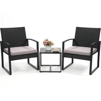 Murago 3-Piece Wicker Patio Bistro Set, Patio Conversation Set