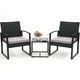 Murago 3-Piece Wicker Patio Bistro Set, Patio Conversation Set