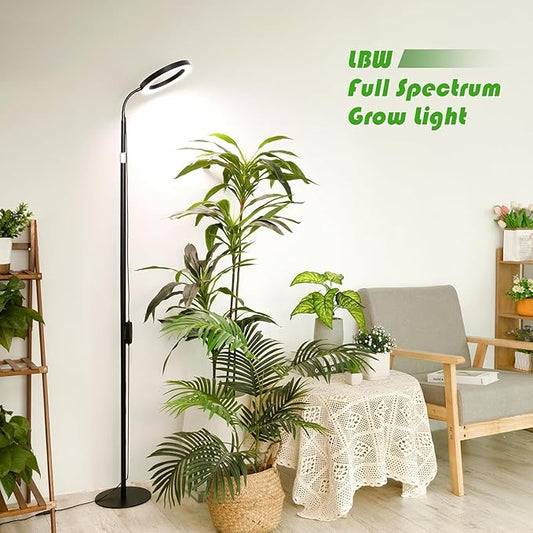 LBW Grow Lights for Indoor Plants with Stand Full Spectrum, Floor Plant Lights for Indoor Growing, 108 LEDs Standing Plant Lamp, 4/8/12H Auto Timer, 6 Brightness,68inchs Height Adjustable,7.8 Diameter