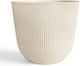 WORTH Garden Round Large Planter Pot 1-Pack - 17.5" Dia x 15.5" H - Durable Plastic Beige Plant Tree Pots with Vertical Stripe Textured Finish, Drainage Hole for Indoor, Outdoor, Front Porch, Patio
