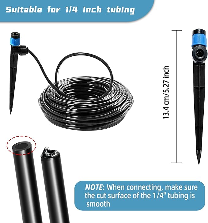 30PCS Push-to-Fit Drip Irrigation Emitters for 1/4 inch Irrigation Tubing, Adjustable 360 Degree Vortex Drip Emitters with Stake, Irrigation Dripper Sprinklers for Drip Irrigation System