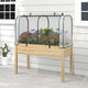 Toolsempire Raised Garden Bed with Greenhouse, Waterproof Sun-Protective Green House with Roll-Up Door & Electroplated Metal Frame, Fir Wood Elevated Planter Box with Drainage Holes(White+Natural)