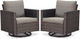 Belord Wicker Chairs Outdoor Bistro Set Oversize Patio Swivel Rocker, Rattan Outdoor Seating Set of 2 Swivel Glider Chairs Wicker Furniture for Porch Deck Backyard