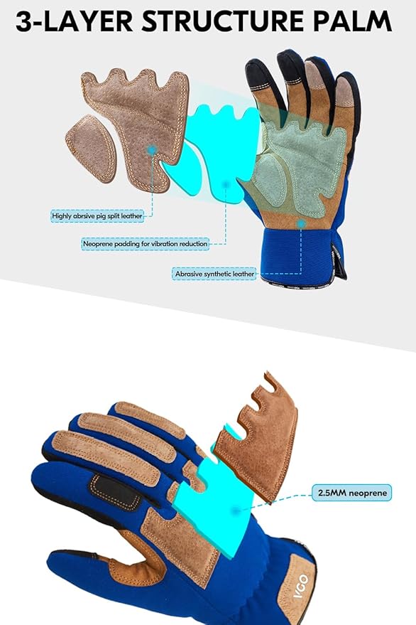 Vgo... 1-Pair Gardening Gloves Men, Safety Work Gloves, Puncture-proof, Thornproof, Touchscreen (SL7475)