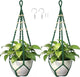 EJGIEGSO Macrame Plant Hanger,Up to 4-15 inch Pots, Wood Beads Cotton Hanging Planter Holder for Indoor Outdoor Boho Home Decor, 35 Inch, Ivory, Set of 2 (Green)