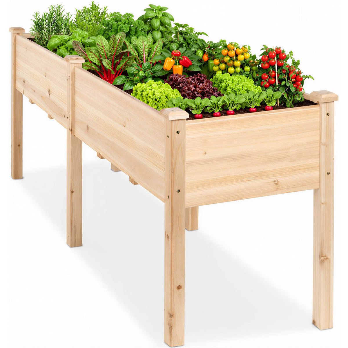 DUMOS 72x23x30 Inch Raised Garden Bed, Elevated Wood Planter Box with Legs