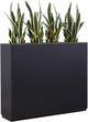 Wallowa Metallic Heavy Planter for Outdoor Plants, 38Lx10Wx30H Inches Tall and Long Metal Divider Planter Box with Hand Brushed Gold Edge for Outside & Indoor, No Assembly (Black)