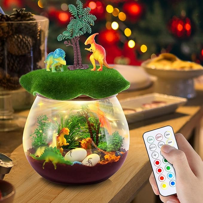 RONSTONE Dinosaur Toys for Boys - Dinosaur Terrarium Kit for Kids - Christmas Birthday Gifts for Boys Ages 4 5 6 7 8 Year Old - Light Up DIY Dinosaur Arts and Crafts for Boy and Kids