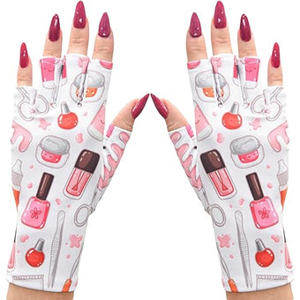 ManiGlovz - The Original UPF 50+ UV Light Protective Nail Gloves | Gel Manicure Gloves and Anti UV Fingerless Gloves for Women | Can be Used as Sun Protection Gloves for Driving | Nailed It Print