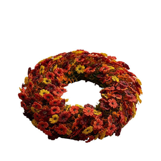 JJaydaily 20" Artificial Spring Wreath, UV Resistant Faux Daisy & Ivy Vine Floral Garland, Colorful Fake Flower Wreath for Outdoor Front Door, Patio, and Wall Hanging Decor (B)