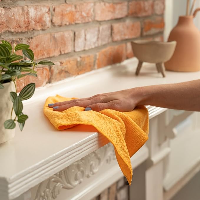 S&T INC. 12 Pack Microfiber Cleaning Cloth, Bulk Towels for Home, Reusable Microfiber Towels for Cars, Cleaning Rags, Assorted, 11.5 Inches x 11.5 Inches, 12 Count