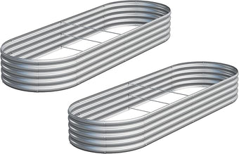 2PCS 8x2x1ft Galvanized Metal Raised Garden Bed Kit,Outdoor Planter Box Vegetables,Flowers,Herbs Durable Rust-Resistant Patio Gardening Beds