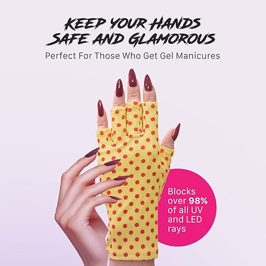 ManiGlovz - The Original UPF 50+ UV Light Protective Nail Gloves and Anti UV Fingerless Gel Manicure Gloves for Women, Also Provides Sun Protection