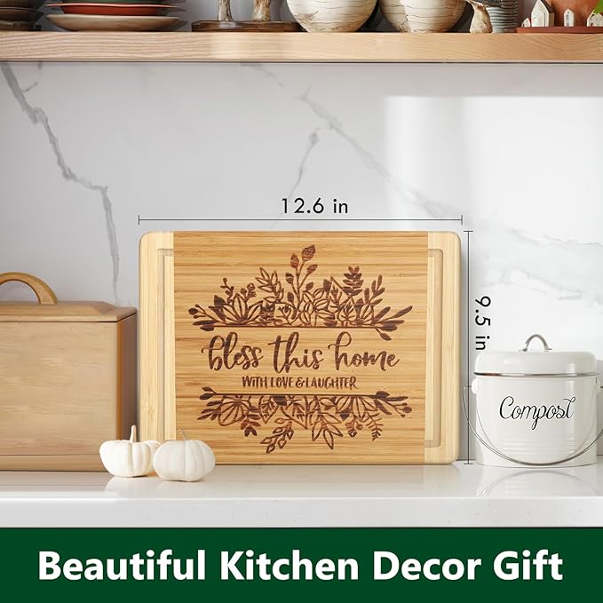 House Warming Gifts New Home, Engraved Cutting Board Housewarming Gifts, New Home Gift Ideas for New Homeowner, New House Gifts for Women Men Couple Neighbor Friend Family - Bless This Home