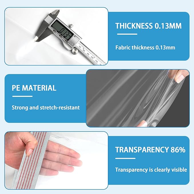 Clear Tarps Heavy Duty Waterproo 10x12 FT,Clear Plastic Tarp with Grommets,Transparent PVC Vinyl Tarpaulin for Outdoor,Plant,Garden,Chicken Coop,Patio,Cat Litter