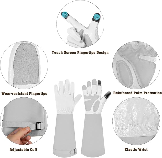 SLARMOR Long-Gardening-Gloves for Women/Men - Thorn Proof Rose Pruning Gloves Heavy Duty Gauntlet, Best Garden Gifts for Gardener-L