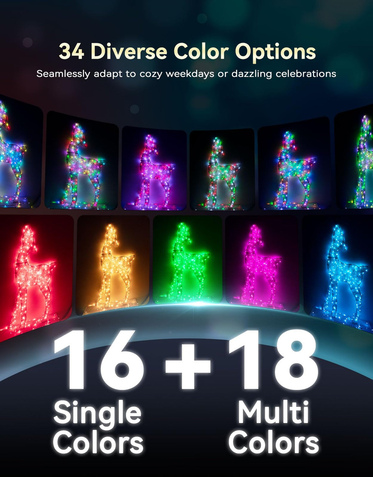 LitHome 2Pack 34 Colors Changing Fairy Lights Battery Operated with Remote