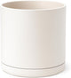 D'vine Dev 16 Inch Plastic Planter Pots for Plant Pot with Drainage Hole and Seamless Saucers, Oatmeal, 74-X-H-5