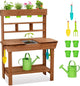 OOOK Potting Bench with Removable Sink, Potting Benches for Outside, Mud Kitchen for Kids Outdoor with Gardening Tools, Watering Can, Flower Pot, Ideal Gift for Boys and Girls 3+, Solid Fir Wood