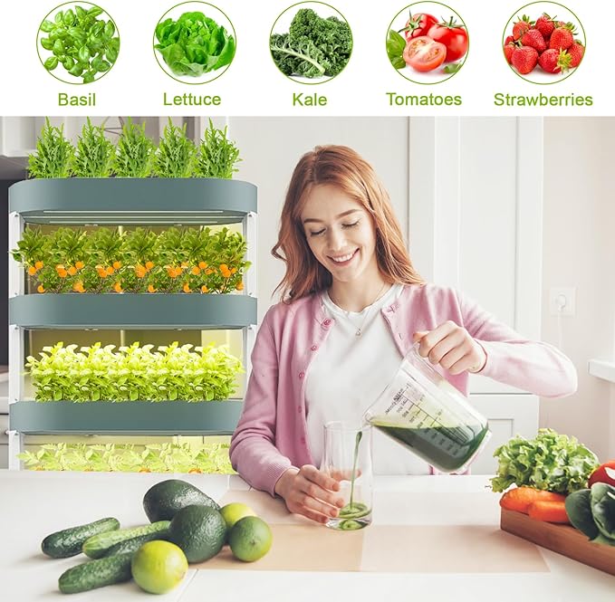 Lyfreen 5-Tier Smart Hydroponics Growing System Kit with LED Grow Light, Hydroponic Tower for 80 Plants, Self-Watering Indoor Herb Garden for Herbs Vegetables Salad Greens, 40L Water Tank