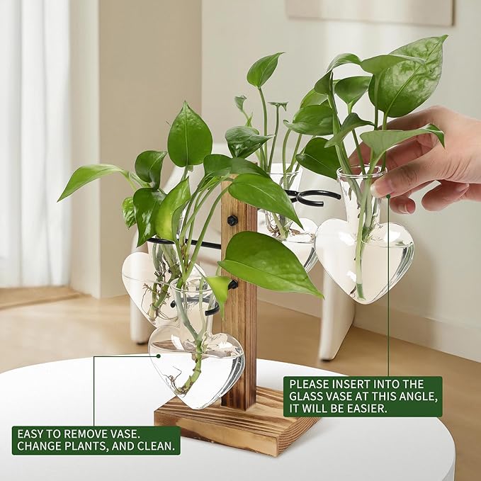 Plants Propagation Stations Plant Terrarium Kit Glass Planters for Indoor Plants House Plant Accessories Gift for Women - 4 Love Bulb Vase