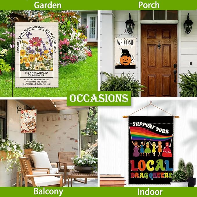 Hafhue RUB Some Dirt On It Garden Flag, 12 x 18 Inch Double Sided Farmhouse Holiday Yard Garden Lawn Decoration Flag, Spring Softball Garden Yard Flag, Baseball Flag Gift for Baseball Lover