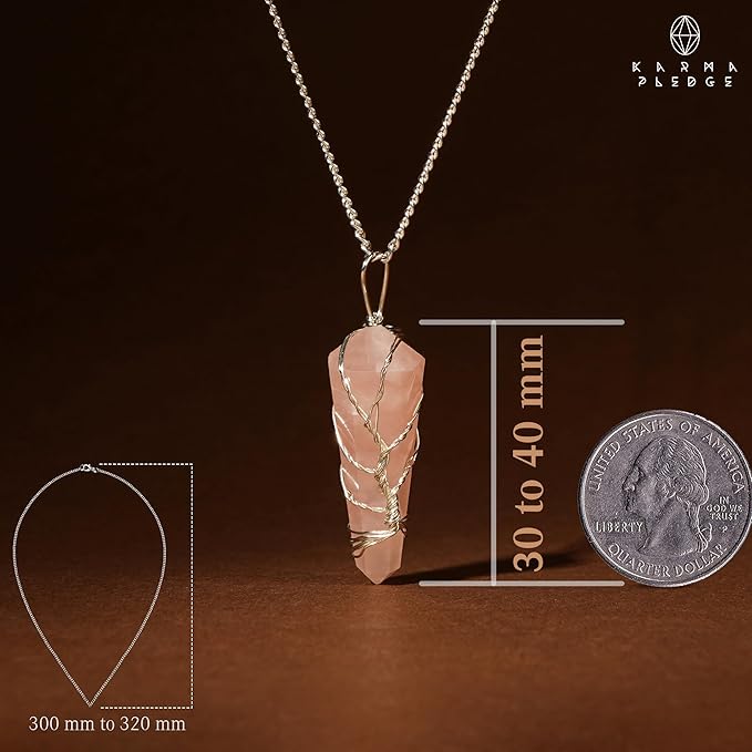 7 Chakra Healing Crystal Tree with Rose Quartz Crystal Necklaces Gifts for Women, Positive Energy, Wealth, Success, Meditation, Home & Office Decor, Spiritual Birthday Gifts for Mom and Loved one,