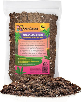 Premium Madagascar Palm Plant Soil Mix by Gardenera - Stimulate Growth and Elevate Natural Beauty with Nourishing Formula - 5 Quart