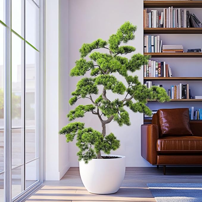 Alonfale 5ft Artificial Bonsai Tree - Large Faux Plants Indoor with Ceramic Pot, Realistic Fake Plants Decor for Home Office, Living Room, Farmhouse Zen Decor