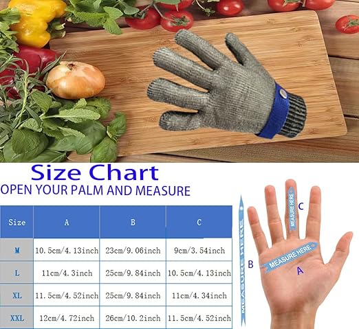 ANSI A9 Cut Resistant Gloves, Upgrade 2.0Food Grade 316Stainless Steel Wire Mesh Metal Gloves,Cutting Gloves Kitchen, Oyster Shucking, Fillet Cutting,Meat Cutting and Metal Processing(XXL-1PCS)