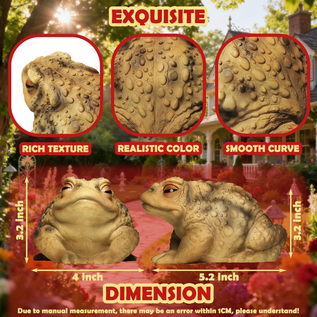 Sunthus Toad Frog Figurine for Outside Garden Resin Statue Outdoor