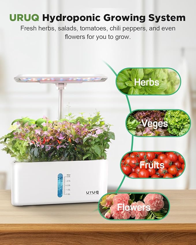 Hydroponics Growing System Indoor Garden: 8 Pods Herb Garden Kit Indoor with LED Grow Light Quiet Smart Water Pump Automatic Timer Healthy Fresh Herbs Vegetables - Hydroponic Planter for Home Kitchen