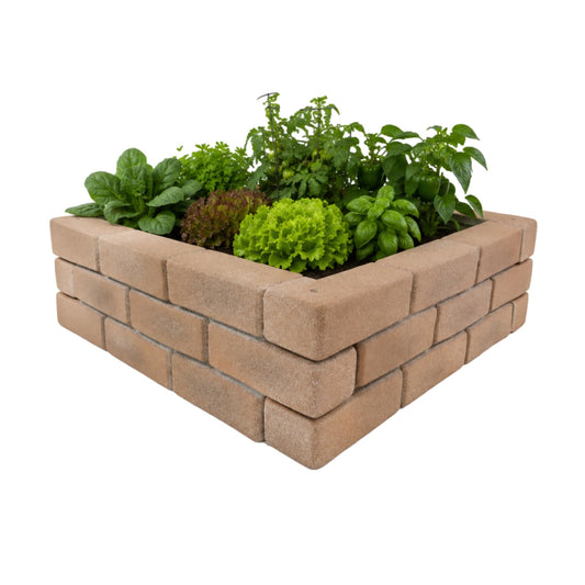 Landecor Raised Garden Bed, Brick Style Planter Box, 24" x 8" Polyurethane Garden Bed Panels, Modular Design for Curved or Straight Layouts, Lightweight & Weather Resistant, 4 Panel Pack