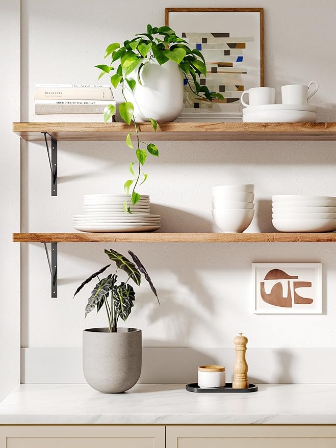 LE TAUCI 6 Inch Plant Pot, Ceramic Pot with Drainage Hole & Rubber Plug, Indoor Planter for Herbs & Small Houseplants, Cylinder Planter for Home Office, Neutral Gray