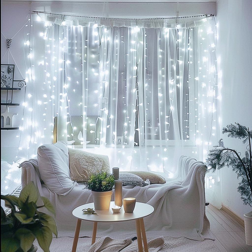 JMEXSUSS 150 LED Connectable White Christmas Lights Indoor for Bedroom