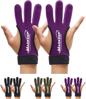 Archery Gloves 2 Pack Shooting Hunting Leather Guard 3-Finger Guard for Youth Adult Man Woman and Beginner Recurve Arrow Bow Archery Protective Gear Accessories
