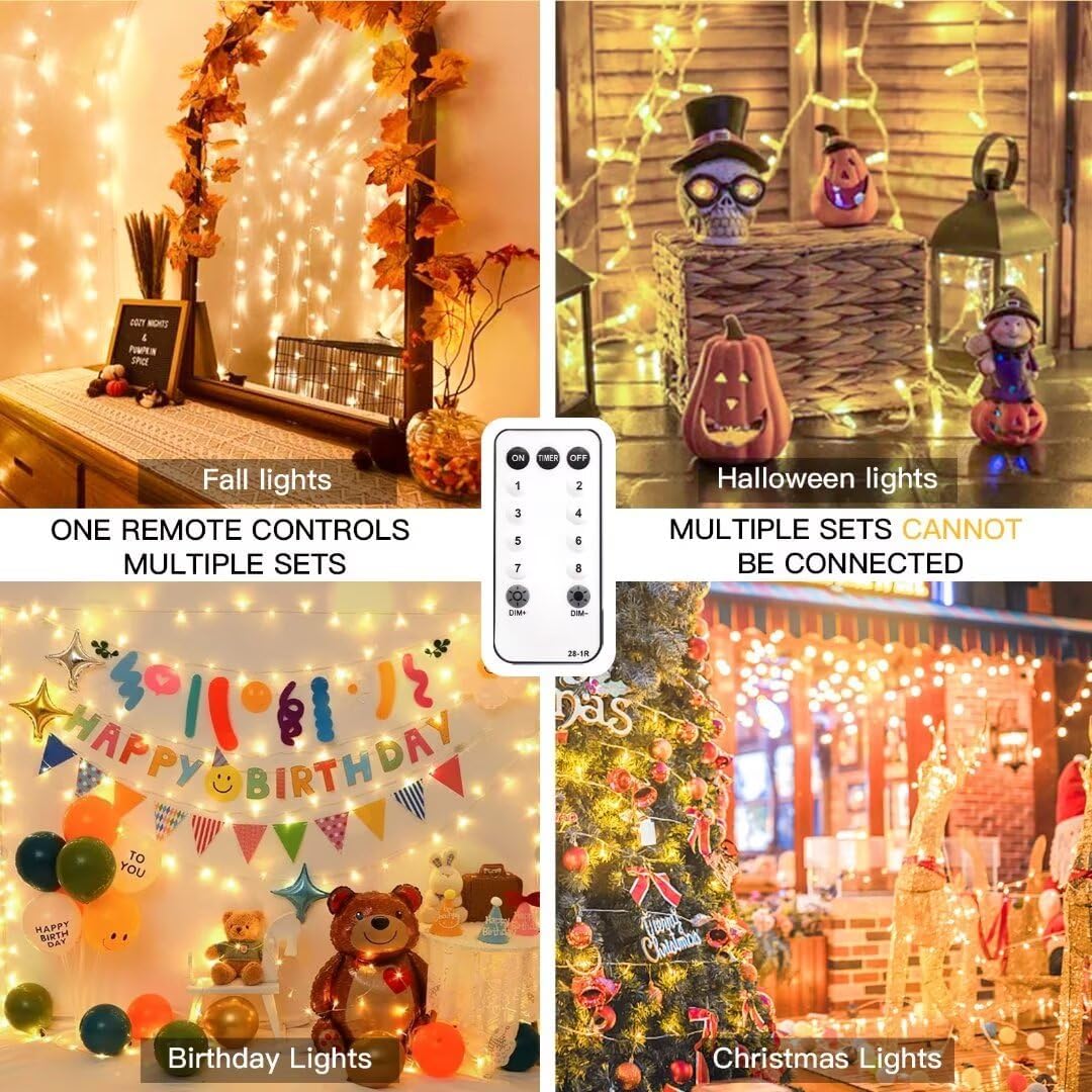 suddus String Lights Indoor Plug in 200 LED Christmas Lights Warm White