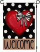 Valentines Day Welcome Garden Flag 12x18 Inch Double Sided Outside Polka Dot Red Heart with Bow Love Outdoor Seasonal Yard Holiday Decorations