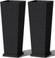Greesum Set of 2 Tall Plastic Planters with Saucer, 32 Inch Large Pots with Drainage Trays, Weather-Resistant Plastic Plant Containers for Patio, Porch, Garden,Black