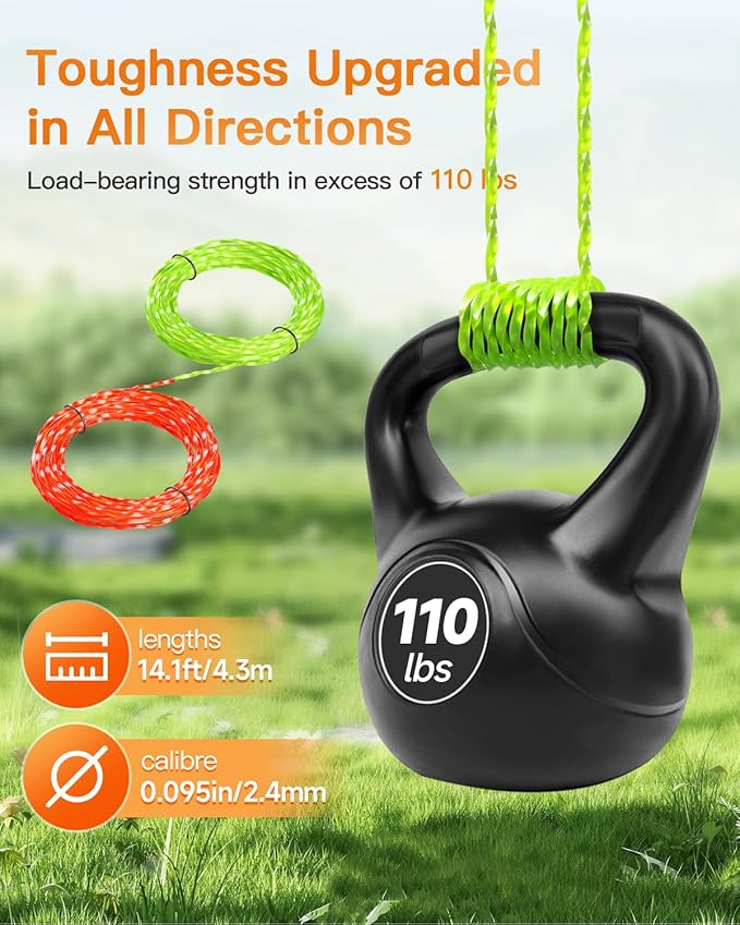 12 Pack AL2420PD 0.095’’ Replacement Twisted Trimmer Lines Compatible with All EGO 15-Inch String Trimmers, 168 FT Dual Color Pre-Cut Heavy Duty Weed Wacker String for EGO Line Trimmers