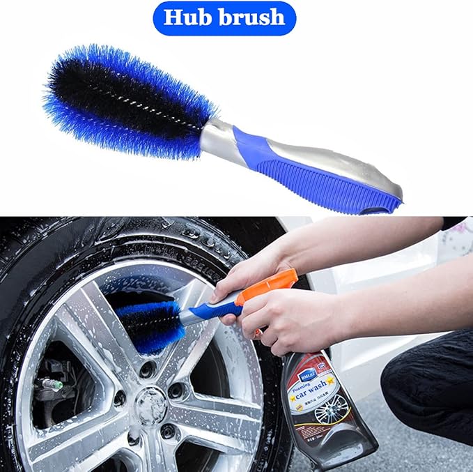 Car Wash Brush With Long Handle, Chenille Microfiber Mop Mitt, 1 Replacement Head, Wheel Brush Extension Pole, Cleaning Kit With Towels for Cars Trucks 5PCS