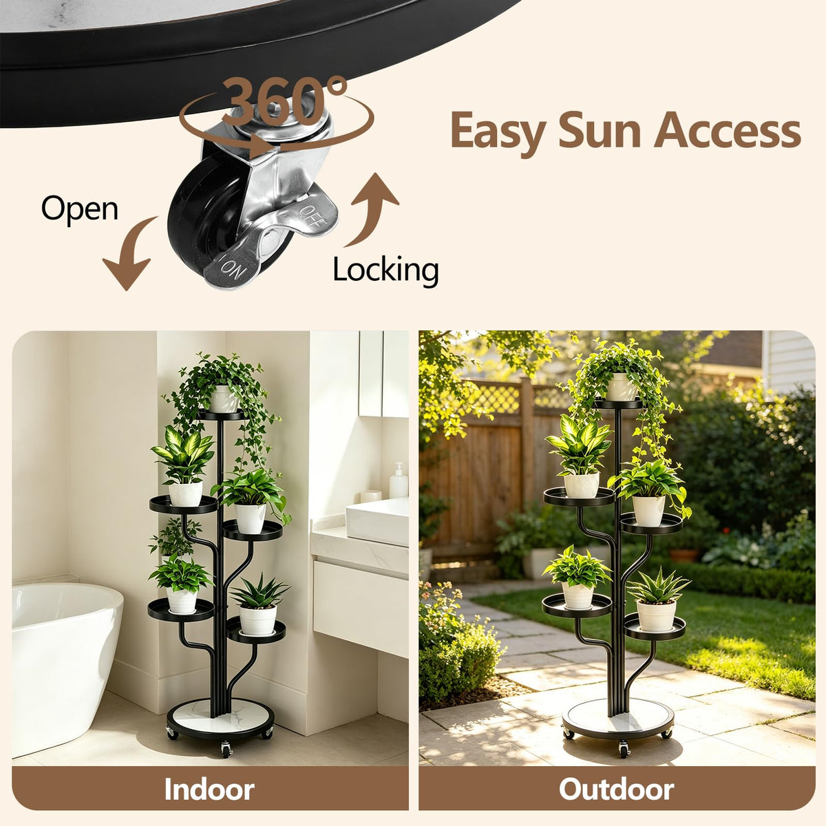 5 Tier Tall Plant Stand Indoor, Corner Plant Display for Living Room Patio