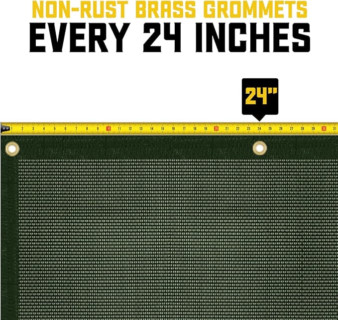 Core Tarps 60% Green Shade Cloth with Grommets - 12 X 50 FT Heavy Duty Mesh Tarp - Sun Shade Cloth for Garden Vegetables Plants Greenhouse Outdoors Backyard Fences Dump Trucks Patio Mesh Shade Tarp