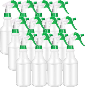 Eccliy 12 Pcs 16 Oz Plastic Spray Bottle, Adjustable Empty Reusable Sprayer for Cleaning, Planting, Water, Bathroom and Kitchen, BBQ, Commercial and Residential(Green,Original)