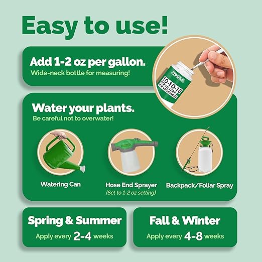 TPS NUTRIENTS Liquid 10-10-10 Fertilizer for Vegetables, Triple Ten NPK Plus Iron and Micros, Liquid Plant Food, 32 oz (1 Quart)
