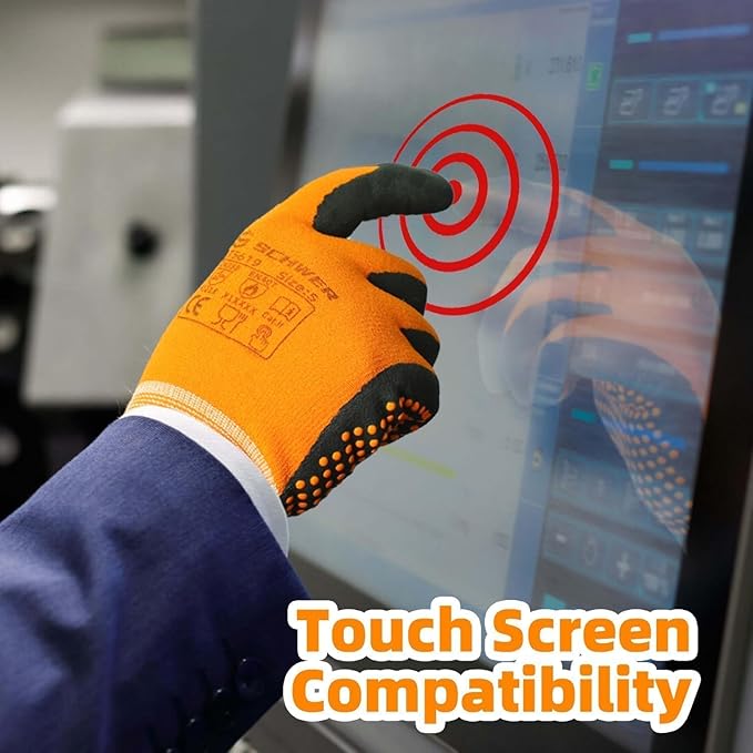 Schwer 3 Pairs Safety Work Gloves Micro-Foam Nitrile Coated, Level 4 Abrasion Resistant Nylon Working Gloves with Micro Dot Grip, Touchscreen, Used for General Use, Gardening, Mechanic, LT5619, S